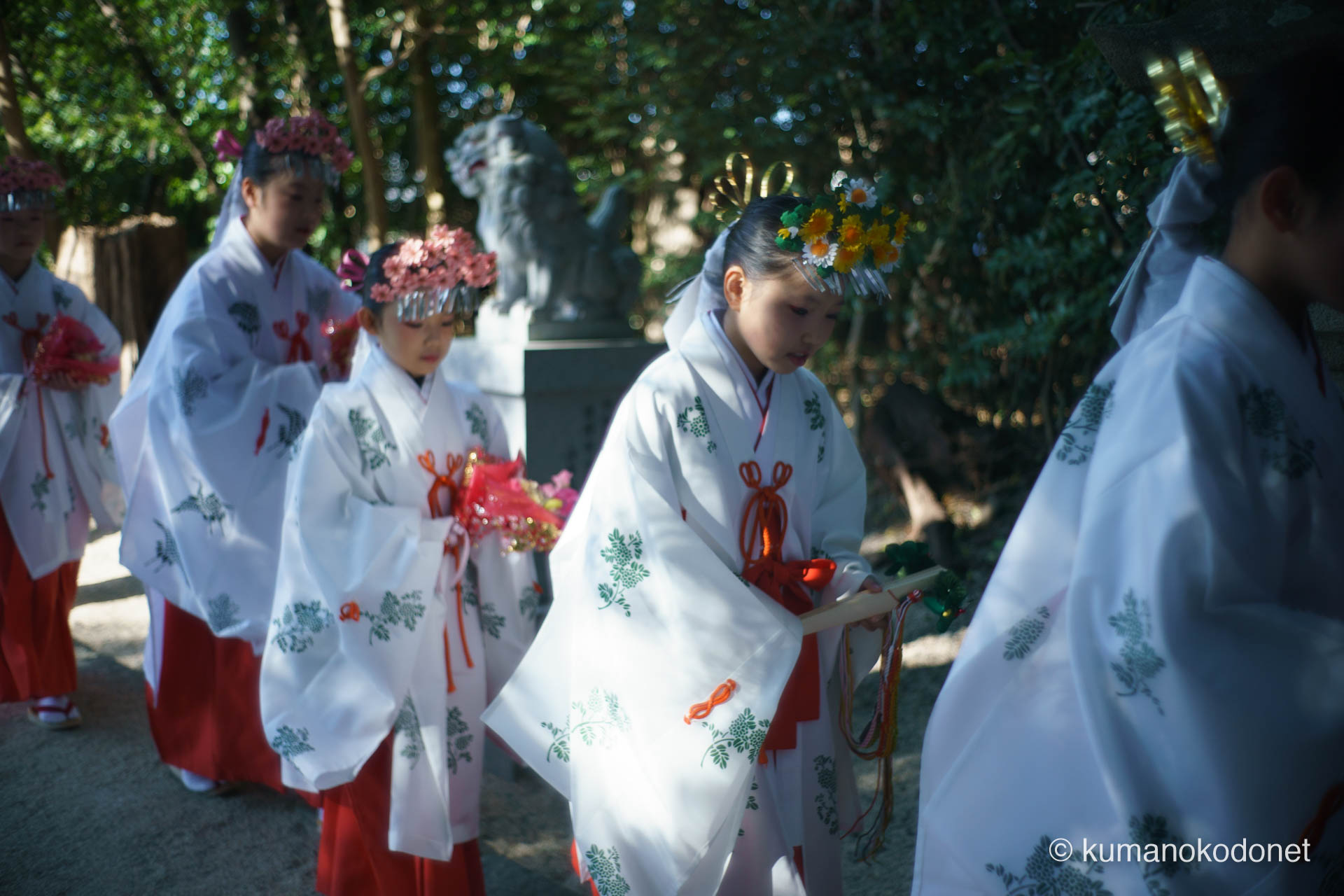 花の窟神社 お綱掛け神事 ｜ 三重県熊野市 ｜ 神職に続いて参道を歩む巫女たち ｜ 2026 ｜ KVA