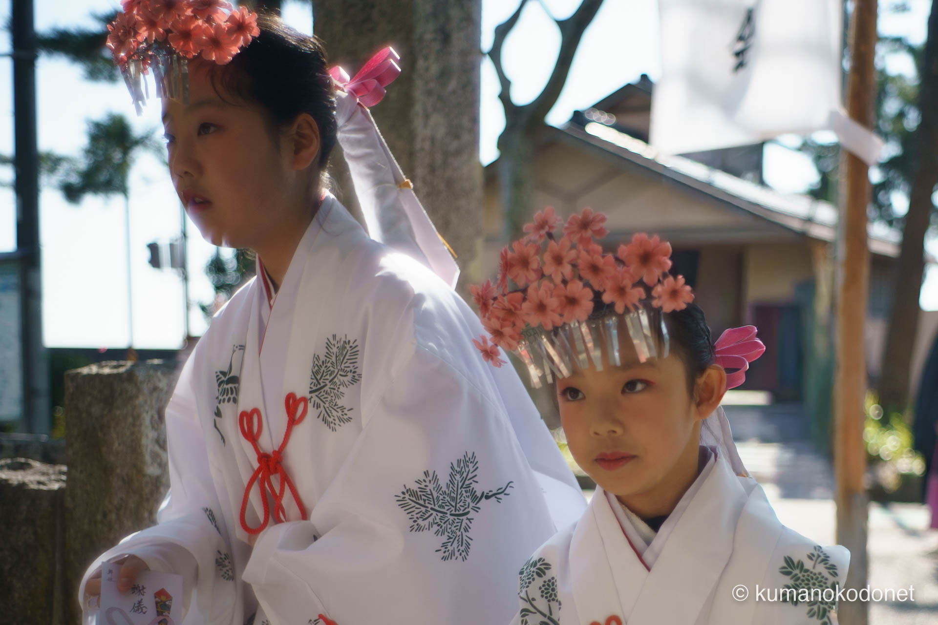 花の窟神社 お綱掛け神事 ｜ 三重県熊野市 ｜ 鳥居を抜ける際に神前に向かって拝礼する巫女 ｜ 2026 ｜ KVA