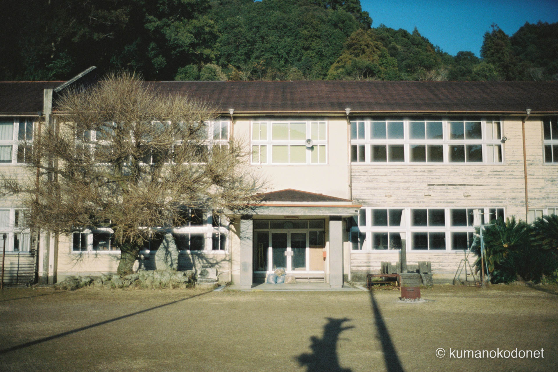 旧九鬼小学校 ｜ 三重県尾鷲市九鬼町 ｜ 日差しに照らされる木造校舎 ｜ 2026 ｜ KVA