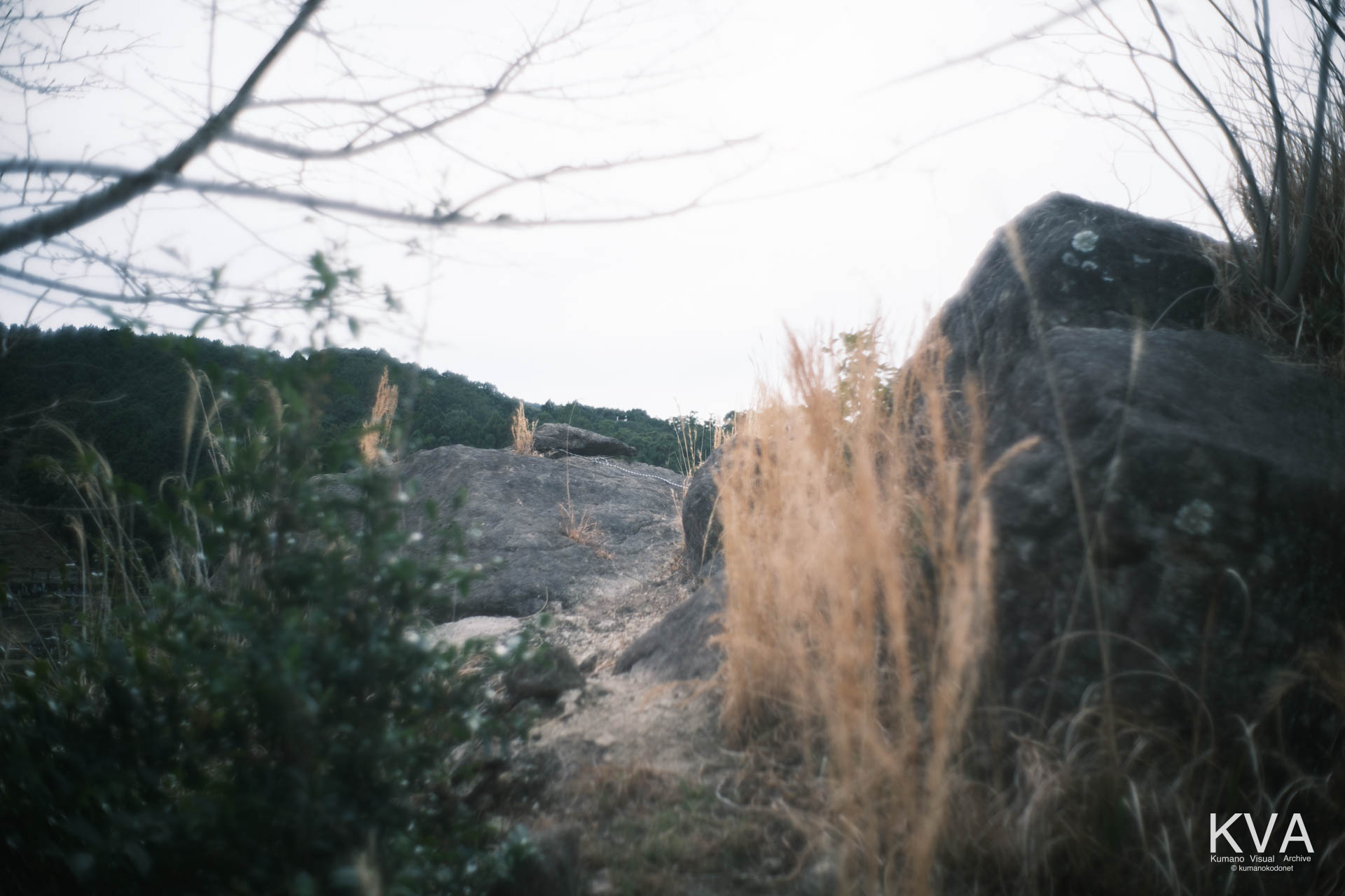 山頂へ続く岩の登り道