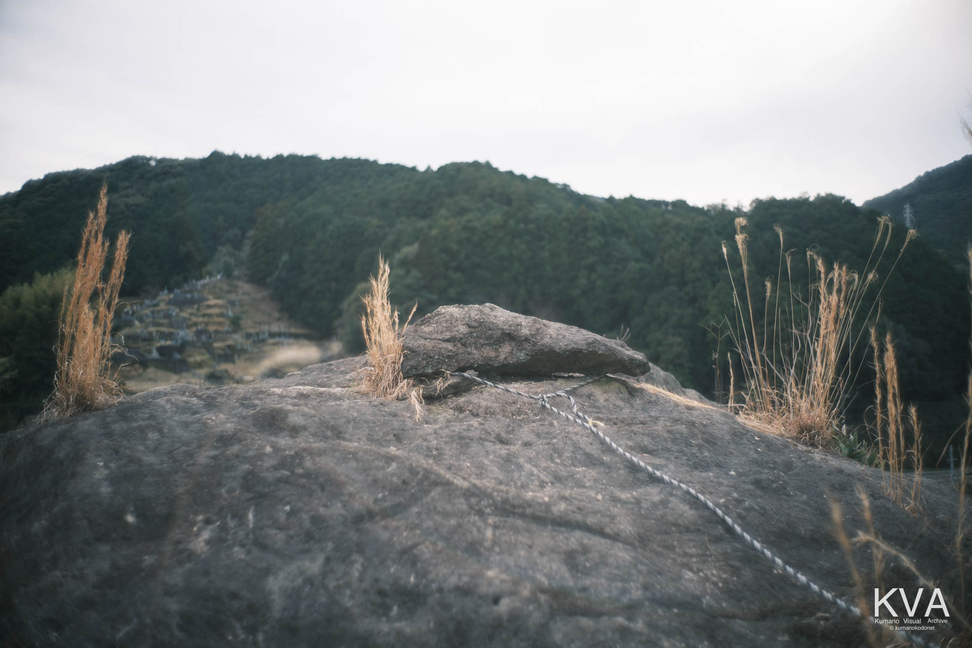 神内神社 古神殿 | 山頂直下の岩に固定された補助用ロープ | 三重県紀宝町 | 2026 | KVA | kumanokodonet